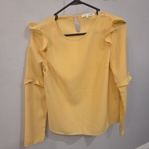 A new day Light Yellow Ruffle Blouse